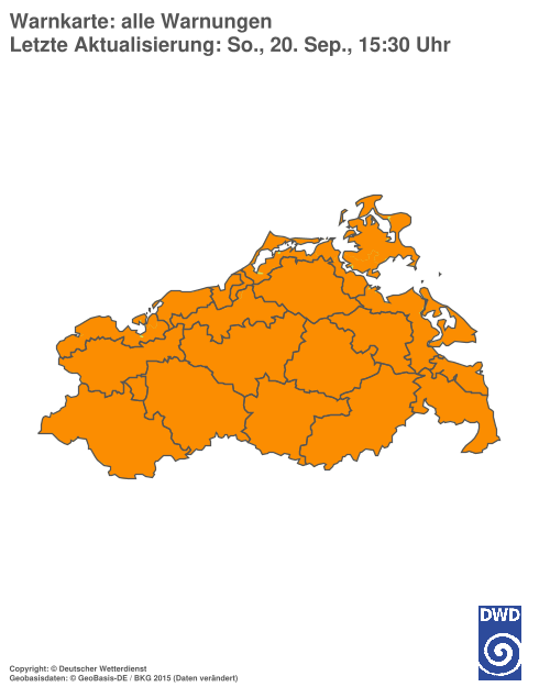 Aktuelle Warnkarte: Mecklenburg-Vorpommern