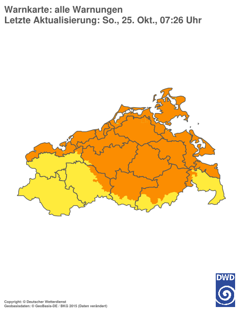 Aktuelle Warnkarte: Mecklenburg-Vorpommern