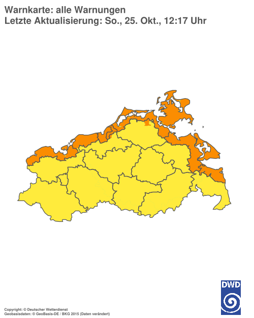 Aktuelle Warnkarte: Mecklenburg-Vorpommern