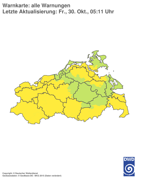 Aktuelle Warnkarte: Mecklenburg-Vorpommern